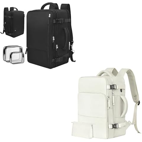 Rinlist Carry-on Backpack for Men Women(Black+Beige) Cover