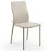 Kave Home - Sedia Abelle in pelle sintetica beige con seduta imbottita e gambe in acciaio rivestite