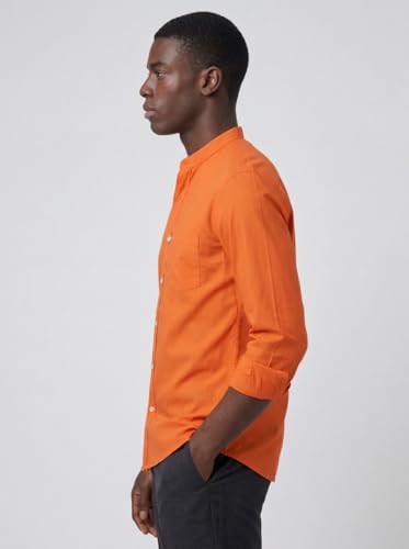 Image of Amazon Brand - INKAST Men's Cotton Blend Plain Solid Casual Shirt | Mandarin Collar | Full Sleeves | Regular Straight Fit | Office & Daily Casual Wear