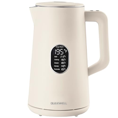 Image of 1.5L Electric Kettle Temperature Control, Cream White | Double Wall Cool Touch Teapot, Fast Boil, 5 Temperature Control, LED Display, Auto Shut-Off & Keep Warm
