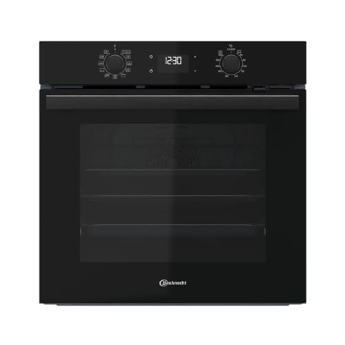 Bauknecht BBA285HU1K Einbau-Heissluftbackofen mit 12 Funktionen/60 cm/ 71l/SmartClean/Maxi Cooking/Multi-Level-Kochen/PowerHeißluft/Pizzafunktion/Kindersicherung/1-fach Teilauszug/Schwarzglas
