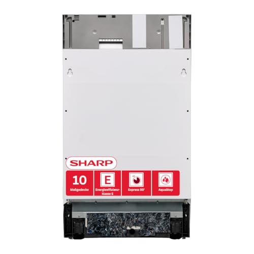 Sharp QW-NS1EI47EX-DE lavavajilla Totalmente integrado 45 cm, 10 cubiertos, E, 47 dB, Secado activo, Higiene 70 °C, EcoWash, Express 50 pulgadas, acero inoxidable