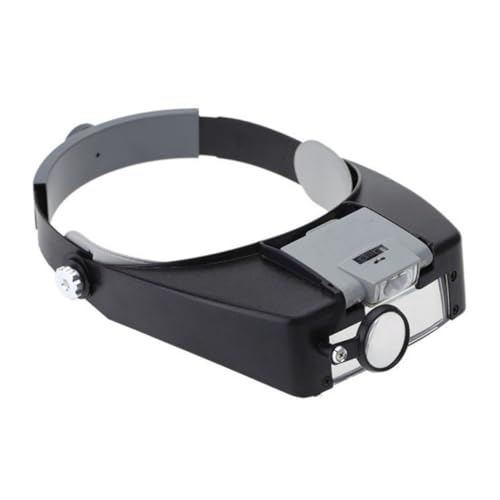 WRITWAA Wearable Magnifying with LED Head Visor Style Magnifier for Sewing Reading and Electronics Repair Lens Types Up to Magnification Black