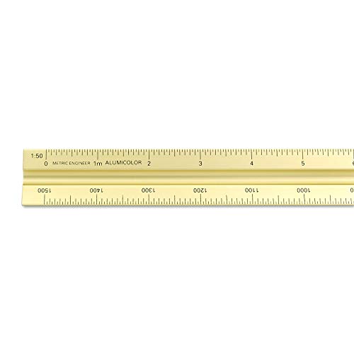 Image of Alumicolor Aluminum Engineer Metric Solid Drafting Scale, 30CM, Gold