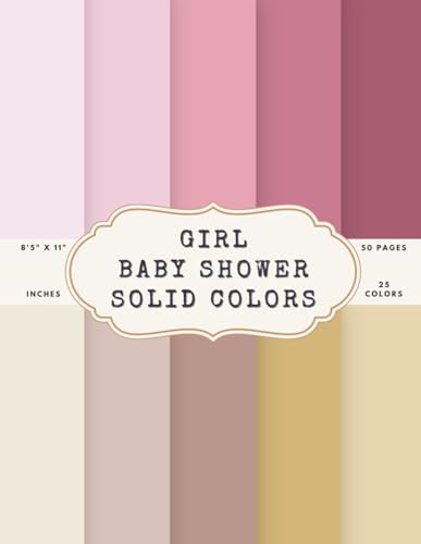 Girl Baby Shower Solid Colors Scrapbook Paper – 50 Pages, 25 Double-Sided Colors – 8.5 x 11 in Pad: Blush, Rose, Cream, Pink, Gold, Taupe, Mint, Sage, and Soft Baby Pastels for Journals, Cards, Collage DIY image 2