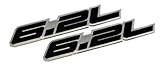 6.2 Liter Engine Aluminum Emblems Badges in Silver and Black - 4.5