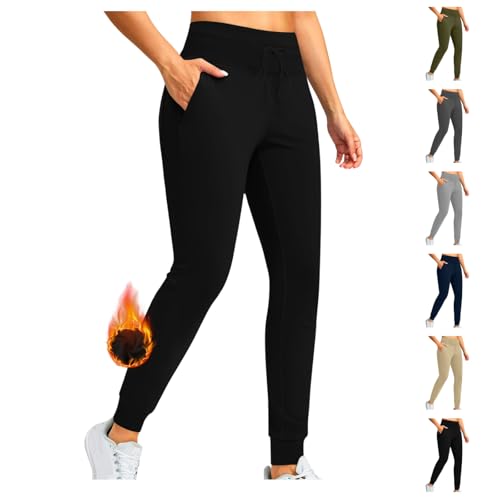 XUNRYAN Women's Fleece Lined Thermal Leggings Warm Winter Tights High Waisted Yoga Pants Cold Weather Joggers with Pockets