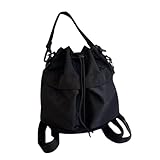 [Maison de TAO] メゾンドタオ 4WAY 巾着バッグ レディース 軽量 大容量 ナイロン リュック ショルダー ハンドバッグ マザーズバッグ 通勤 通学 旅行 おしゃれ (ブラック)