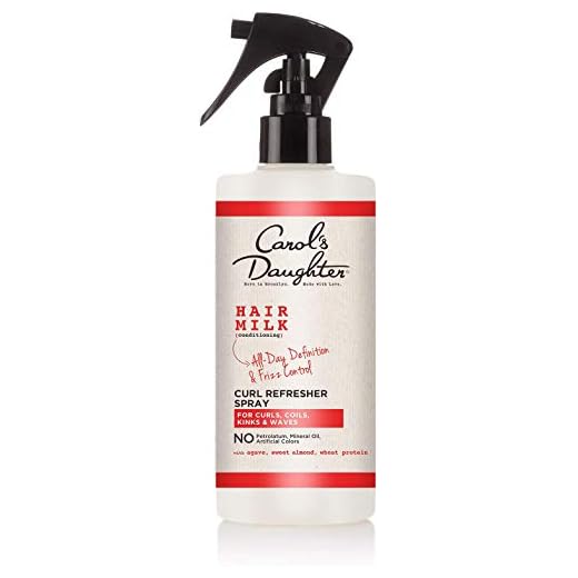 Curly Hair Products by Carol's Daughter, Hair Milk Curl Refresher Spray For Curls, Coils and Waves, with Agave, Sweet Almond and Wheat Protein, Hair Refresher Spray, 10 Fl Oz (Packaging May Vary)