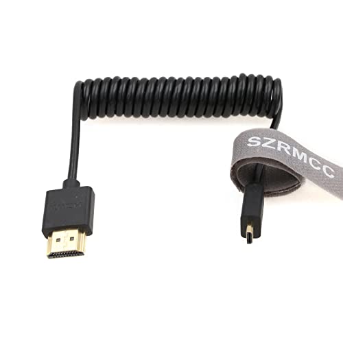 SZRMCC 8K 2.1 Micro HDMI to HDMI High Speed Coiled Cable for GoPro Hero 3/4 Canon EOS M5 Sony A6000 A7III RX10 Nikon B500 Z6 Raspberry Pi 4 Atomos Ninja 2 Monitor