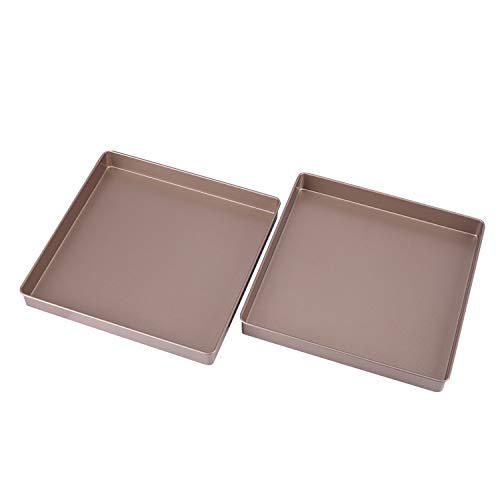 Square Baking Pan, 11X11 Inch Nonstick Square Cake Pan/Baking Sheet Pan/Square Cookie Sheet, Carbon Steel & Champagne Gold #TOP5