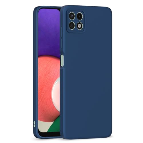 Image of Outlouders Back Cover for Samsung Galaxy A22 5G / F42 5G | Camera Protection | Durable Soft Matte Silicone Bumper Case (Blue)