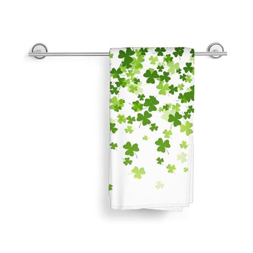 Image of St. Patrick's Day Kitchen Towels Lucky Clover Green Shamrock Dish Towels, 16x24 Inch Farmhouse Seasonal Spring Absorbent Hand Towels for Decoration Home Kitchen Dinner Drying Set of 2
