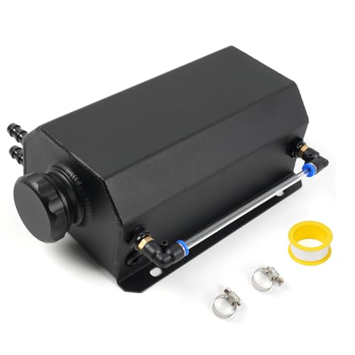 RASTP Universal 2L Coolant Overflow Tank, Aluminum Coolant Radiator Tank,Reservoir Expansion,Black