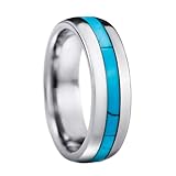 Aloha Jewelry Company Tungsten Carbide Turquoise Inlay 6mm Comfort Fit Ring/Wedding Band (7)