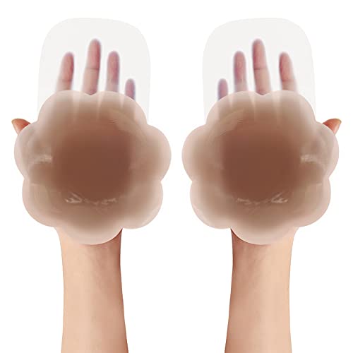 Nippleless Covers 13 cm Silikon Brustlifting, wiederverwendbare Pasties für A-D Cup - Braun - Groß Cover