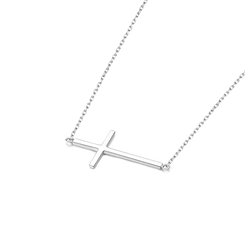My Daily Styles 925 Silver Sideways Cross Necklace For Women Latin Cross Necklace with Adjustable Chain - Gold and Silver Cross Necklaces for Girls - Perfect Religious Gift3