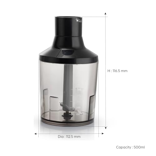 Image of Glen Electric Turbo Hand Blender with Chopper | Powerful DC Motor | Detachable Stainless Steel Blending Arm | Turbo Function |Ideal for Soups, Purees & Chopping SA4063HBCH