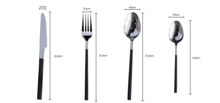 Besteckset, 4/16/24/32-teilig, Besteck aus Edelstahl 304, Gabeln und Löffel für den Heimgebrauch und als Hotelgeschirrset, Schwarz, 1 Set, 4 Stück (Schwarz, 4 Set, 16 Stück)