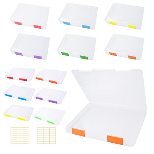 Olutacot 12 Pcs Clear A4 A5 File Box Document Plastic Storage Box with 48 Labels File Holder...