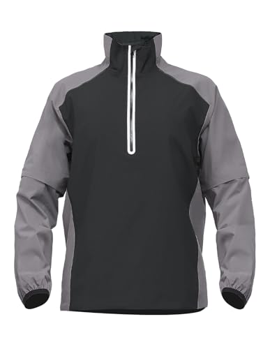 fit space Waterproof Golf Rain Jacket for Men 25K Performance Lightweight Rain Jackets for All Sports (Grey-half-zip, 3X-Large)
