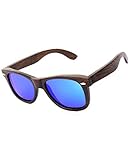 Mini Tree Polarized Handcraft Bamboo Sunglasses Vintage Shades For Men and Women (Black, Blue)