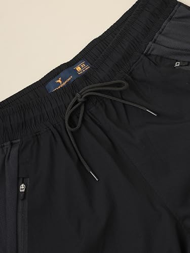 Image of TECHNOSPORT Mens Woven Regular Fit Activewear Joggers for Running, Gym, Sports and Regular Use Stretchable, Colorblock and Antimicrobial