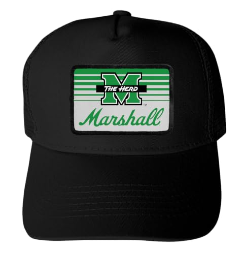 Marshall Thundering Herd Black Trucker Hat with Rectangle Cloth Patch