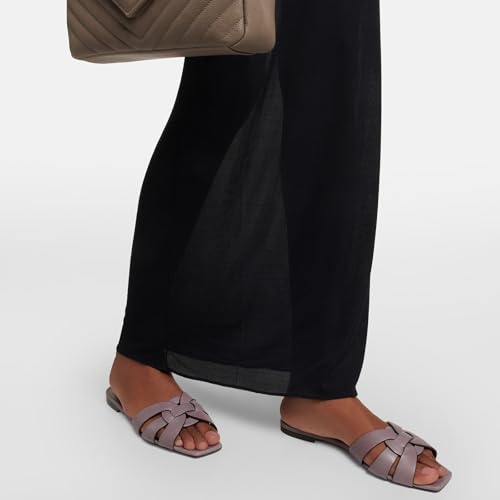 Image of THESHY Women's Flat Sandals Square Toe Patent Leather Comfortable Slip on Slippers Casual Summer Dressy Beach Slide Sandals for Women