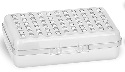 Enday Caixa de lápis cinza, estojo de plástico com pequenos pontos, organizador de caixa de suprimentos de armazenamento escolar com fecho de pressão para crianças e adultos também disponível em rosa,