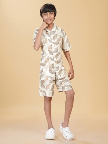 Image of Ninos Dreams Boys Cotton Rayon Halfsleeves Coord Set with Shirt & Shorts /Boys Vacation wear /boys co ord set /Boys Tropical print Shirt & Shorts set /Boys Clothing Set