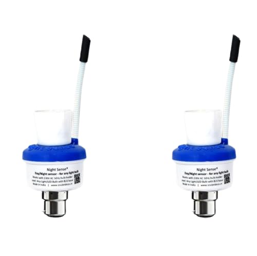 (Pack of 2) Automatic Day/Night Light Sensor Bulb Adapter | Auto On/Off Sensor Holder for Any Bulb | Energy Saving Lighting Control for Indoor/Outdoor Use|Night Sense®