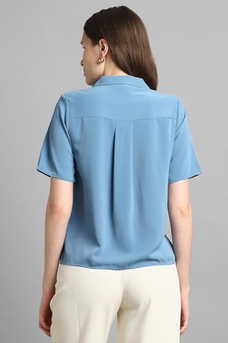 Image of Van Heusen Women Polyester Regular Fit Solid Half Sleeve Casual Shirt