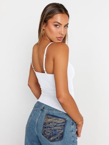 Trendy Queen Womens Adjustable Camisole Sleeveless Square Neck Spaghetti Strap Tank Tops Basic Shirt4