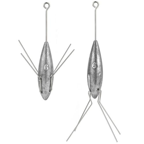 Image of Dr.Fish 2 Pack Sputnik Sinker Long Tail Surf Fishing Weight Lead 3oz-6oz Saltwater Surf Fishing Catfish Beach Casting Sea FishingSpider Sinker