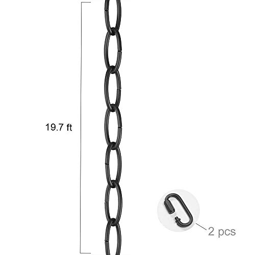 LNC 19-Feet Pendant Lighting Fixtures Chains Ceiling Extra Loop Extension for Chandelier 2 Buckles, Black - Image 3