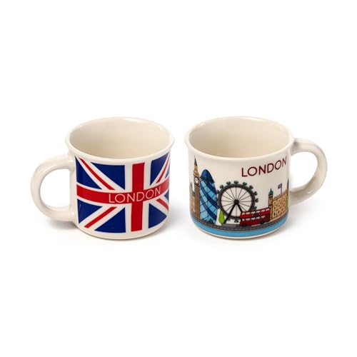 Puckator Lot de 2 tasses à café en porcelaine - Londres - Icônes, Royaume-Uni, adaptées au...