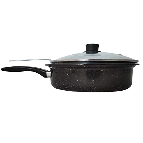 Esmaltados Silva, 1738, Frigideira com Tampa e Cesto Fritadeira 27.5 cm Aço Esmaltado, cor Preto, Pl