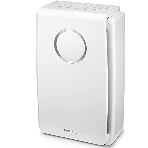 Pro Breeze HEPA Luftreiniger Allergiker für 52㎡ mit 5-in-1 HEPA Luftfilter gegen Schimmel Staub Pollen Rauch, CADR 218m³/h, Air Purifier für Raucherzimmer, 99,97% Filterleistung, Timer, Schl