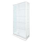 地球家具 引き戸コレクションケース スラリス SLALIS 本体 ハイタイプ 側面ガラス 幅90cm 高さ180cm ガラスケース ディスプレイラック フィギュア ケース ※背面ミラー、LEDユニットは別売です (ホワイト、ハイタイプ 本体のみ、奥行き38cm)
