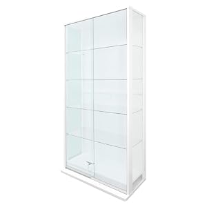地球家具 引き戸コレクションケース スラリス SLALIS 本体 ハイタイプ 側面ガラス 幅90cm 高さ180cm ガラスケース ディスプレイラック フィギュア ケース ※背面ミラー、LEDユニットは別売です (ホワイト、ハイタイプ...
