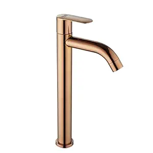 SPAZIO Rose Gold PVD Coated Opal SS-304 Tall Pillar Cock Tap with Long Spout & 12 Inches Tall Body Tall Boy Extended Pillar Tap Faucet
