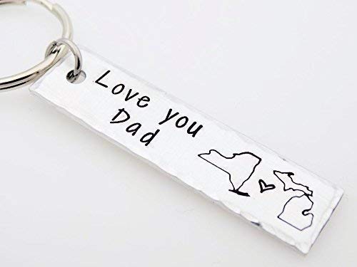 Long Distance Relationship Key Chain Gift Choose your states map custom LDR Long Distance Love best friends long distance family gift, Love you Dad