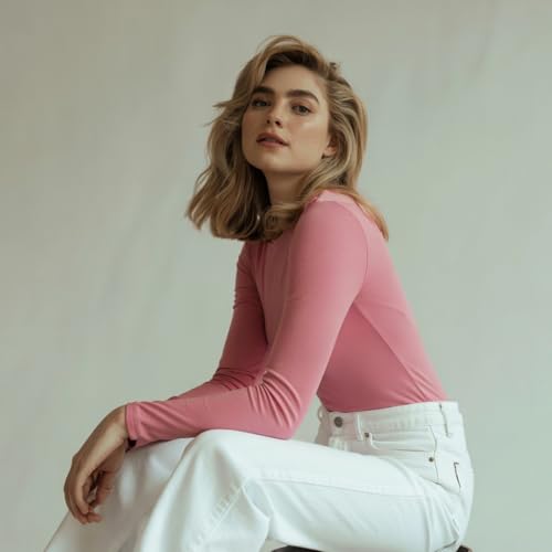 Image of SIGHTBOMB Close Rim Ultra Soft Microfiber Round Neck Long Sleeve Cuddle TEE for Women