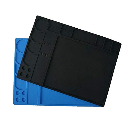 Large Silicone Solder Mat 15.8"X12" (40Cmx30Cm) Navy Blue Soldering Work Mat With Black Soldering Iron Station Electronic Repair Kit (13"X 9") For Heat Gun Soldering Iron Station #TOP7