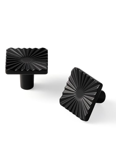 JIASENBAO 2 Pack Black Cabinet Knobs Square Drawer Pulls Bathroom Dresser Handles Hardware Zinc Alloy