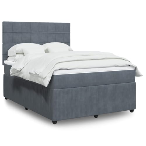 Vetnasa Cama Box Spring con colchón tercio Gris Oscuro 160x200 cm Mobiliario, Camas y Accesorios, Camas y somieres Gris 104,22 KG