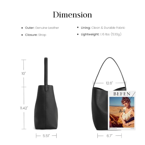 beful Black Leather Bucket Bag