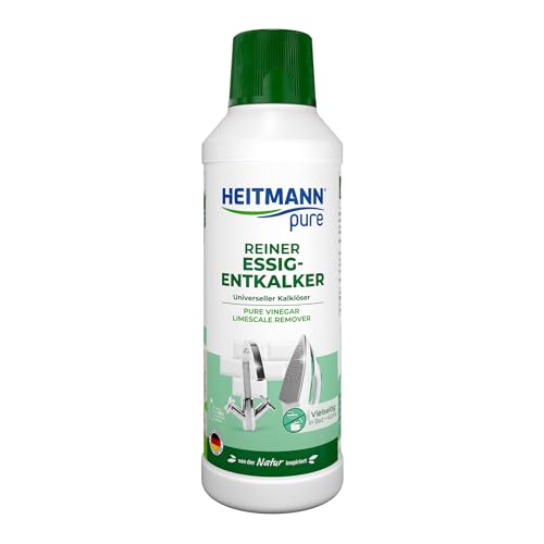 HEITMANN pure Reiner Essig-Entkalker | Kraftvoller Kalklöser für Küche & Bad | Frei von chemischen Zusätzen | Für Haushaltsgeräte und Oberflächen | 500 ml