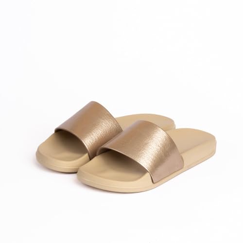 Onda Galaxy Slide Slipper for Women - Gold, 41 EU